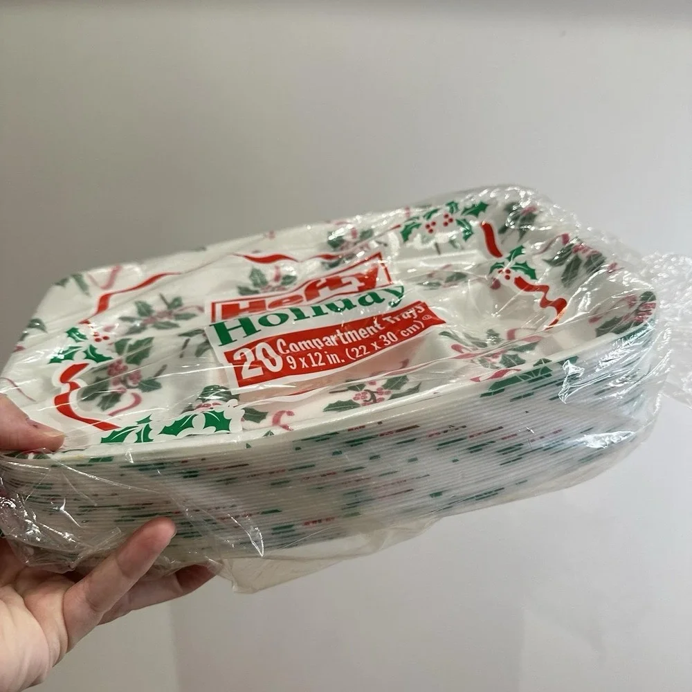 Hefty Holiday‎ Compartment Trays Foam Disposable Plated 15 Count Vintage NOS